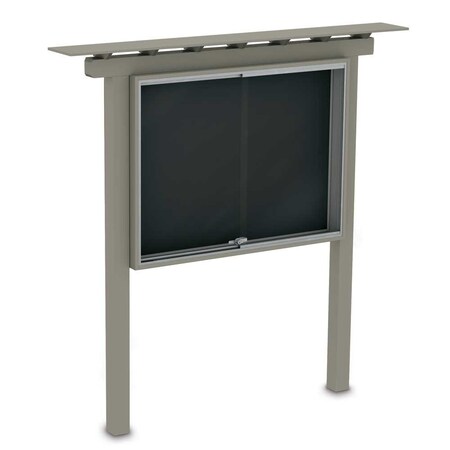 United Visual Products Sliding Door Indoor Enclosed Corkboard, 4 UV9025ACSH-SATIN-SURF